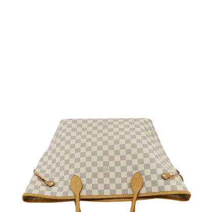 LOUIS VUITTON Neverfull MM Damier Azur Shoulder Bag White