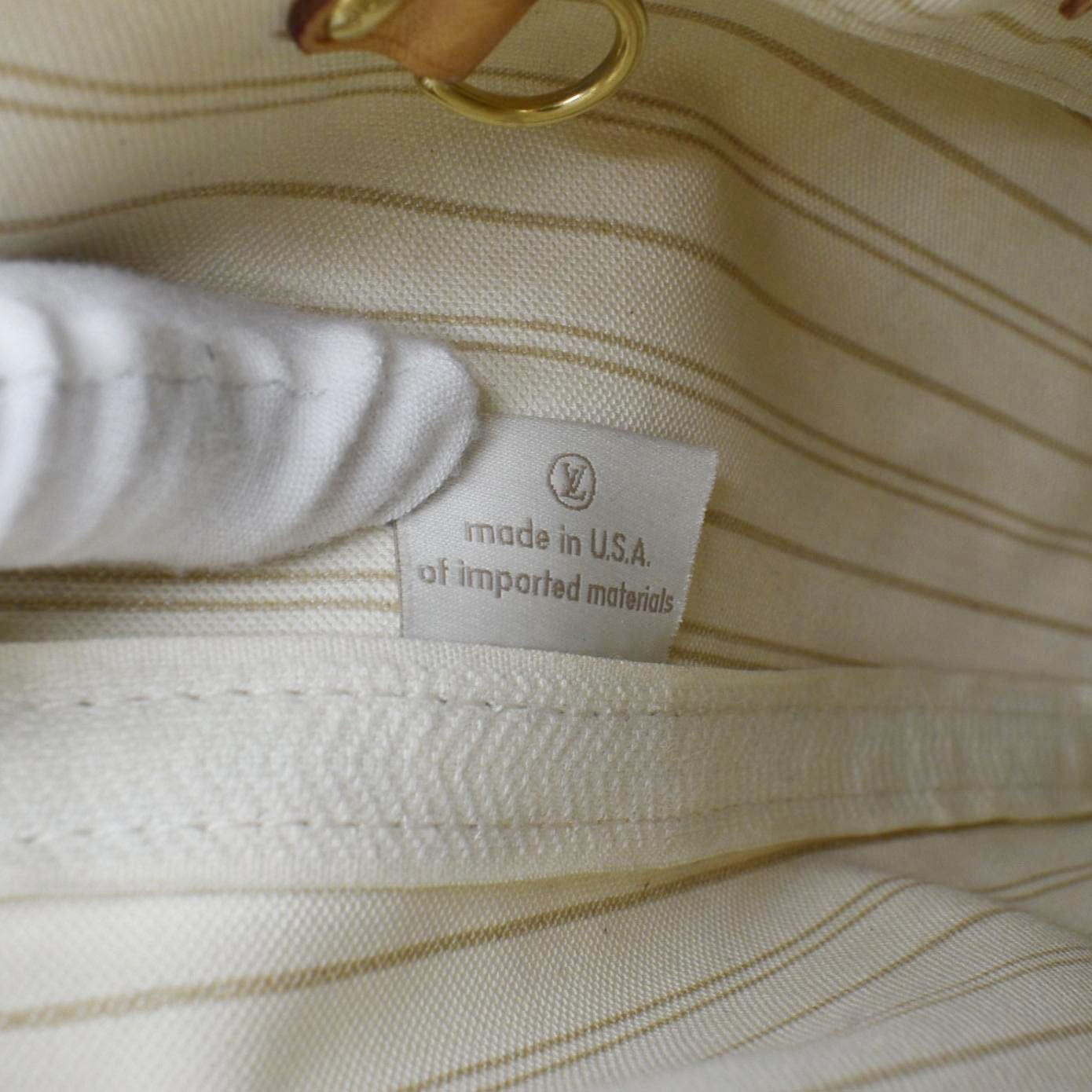 LOUIS VUITTON Neverfull MM Damier Azur Shoulder Bag White