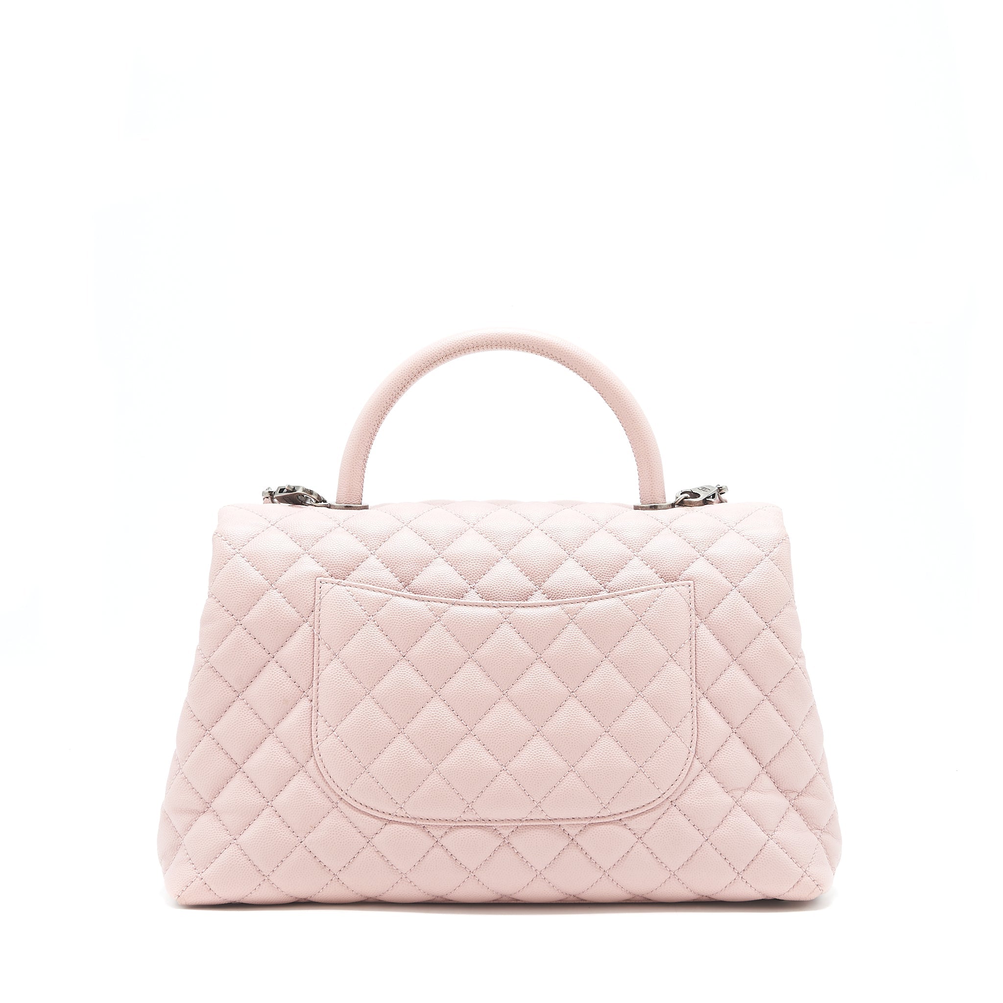 Chanel Large Coco Handle Flap Bag Caviar Light Pink ruthenium Hardware ...