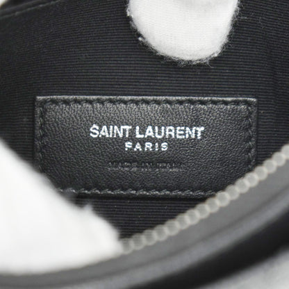 YVES SAINT LAURENT Monogram Bill Grain De Poudre Chevron Leather Zip Pouch Black