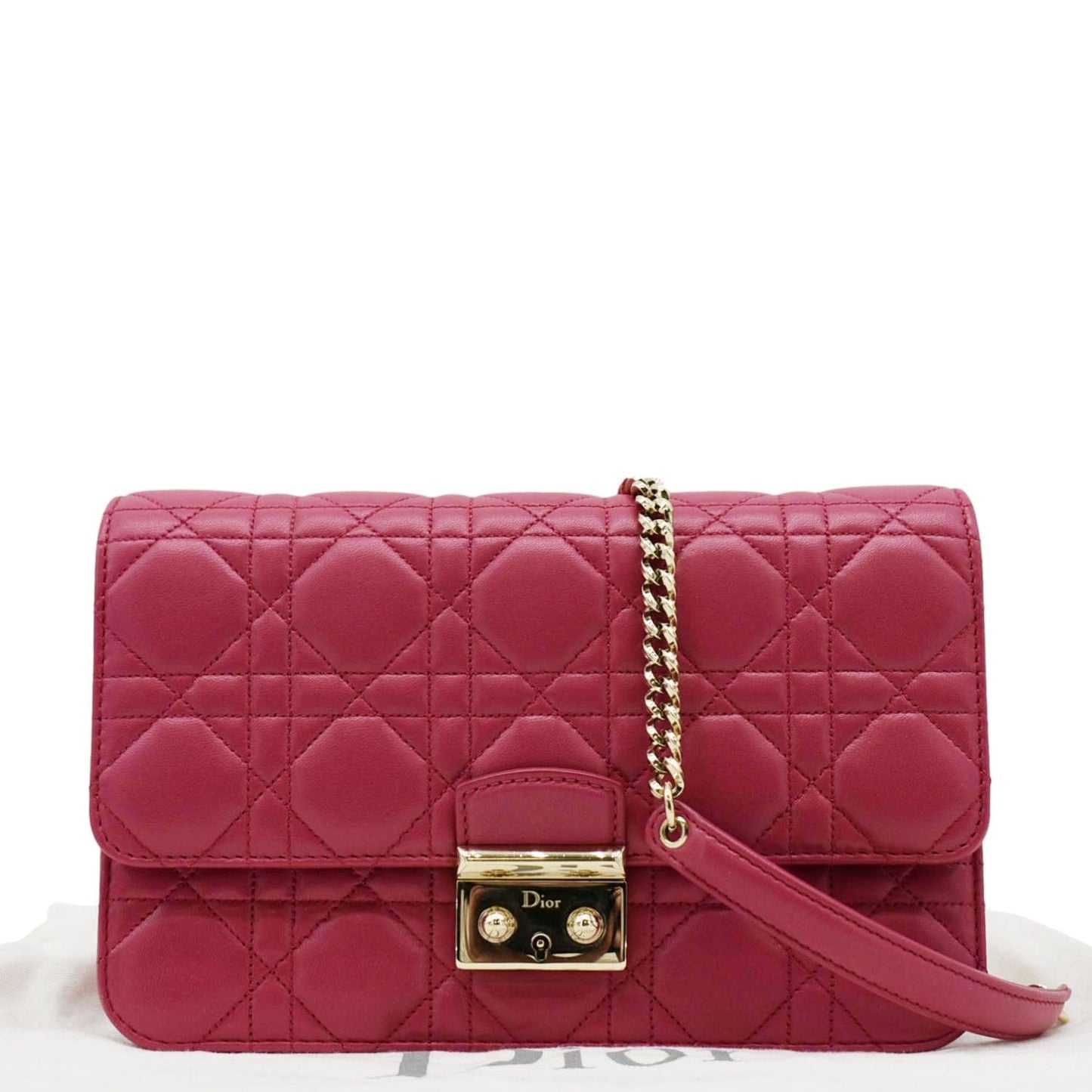 CHRISTIAN DIOR Miss Dior Promenade Cannage Quilted Leather Crossbody Bag Fuchsia