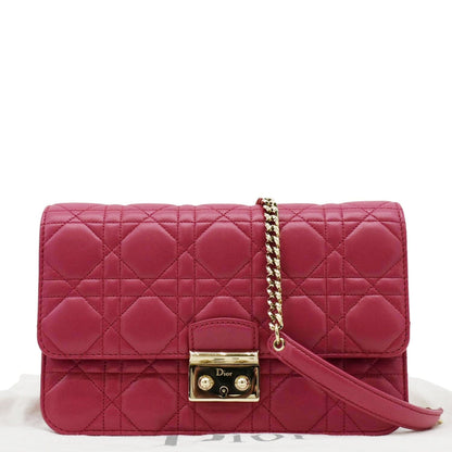 CHRISTIAN DIOR Miss Dior Promenade Cannage Quilted Leather Crossbody Bag Fuchsia