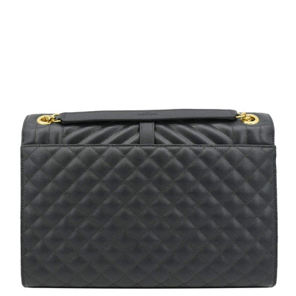 YVES SAINT LAURENT Large Envelope Chevron Leather Shoulder Bag Dark Grey