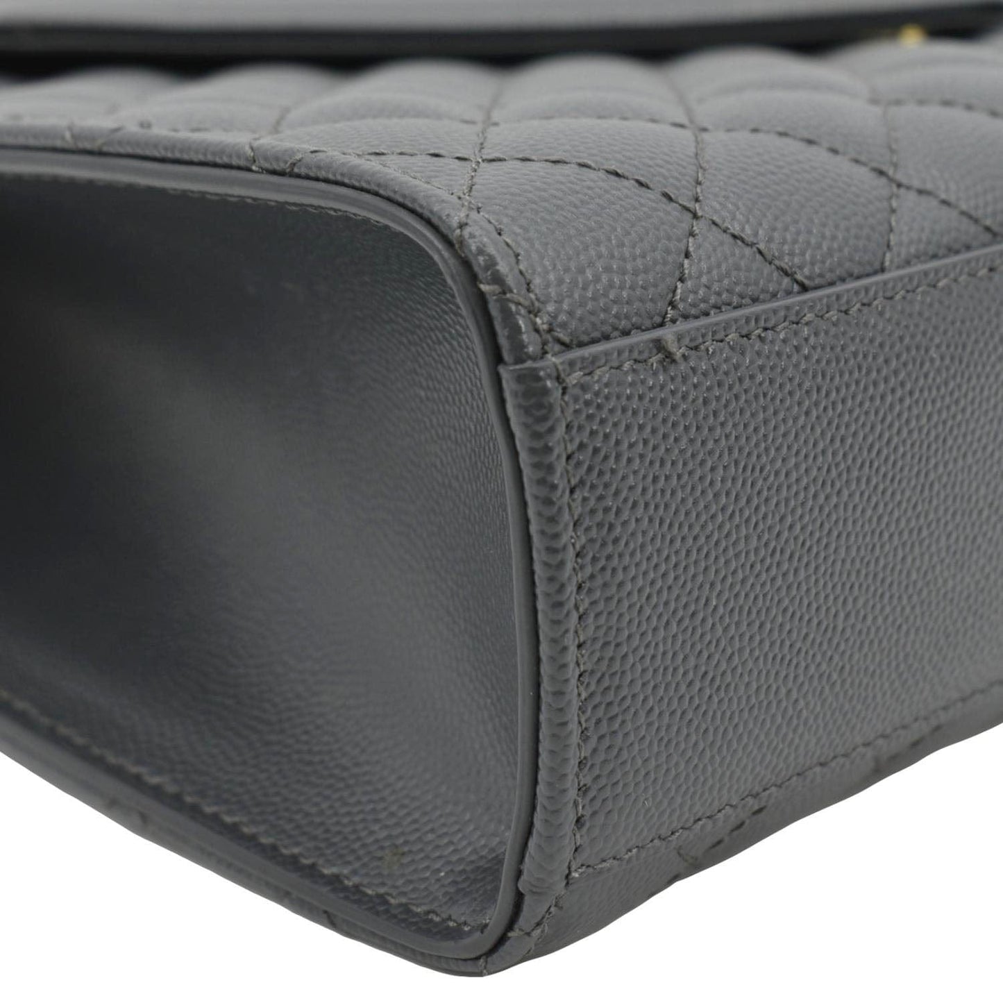 YVES SAINT LAURENT Large Envelope Chevron Leather Shoulder Bag Dark Grey