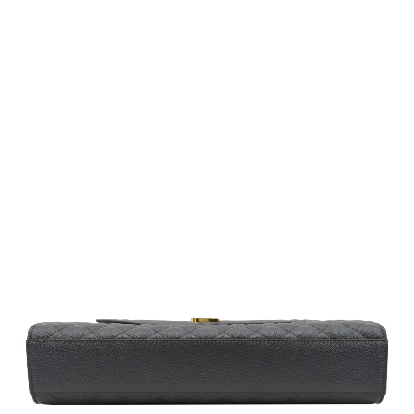 YVES SAINT LAURENT Large Envelope Chevron Leather Shoulder Bag Dark Grey