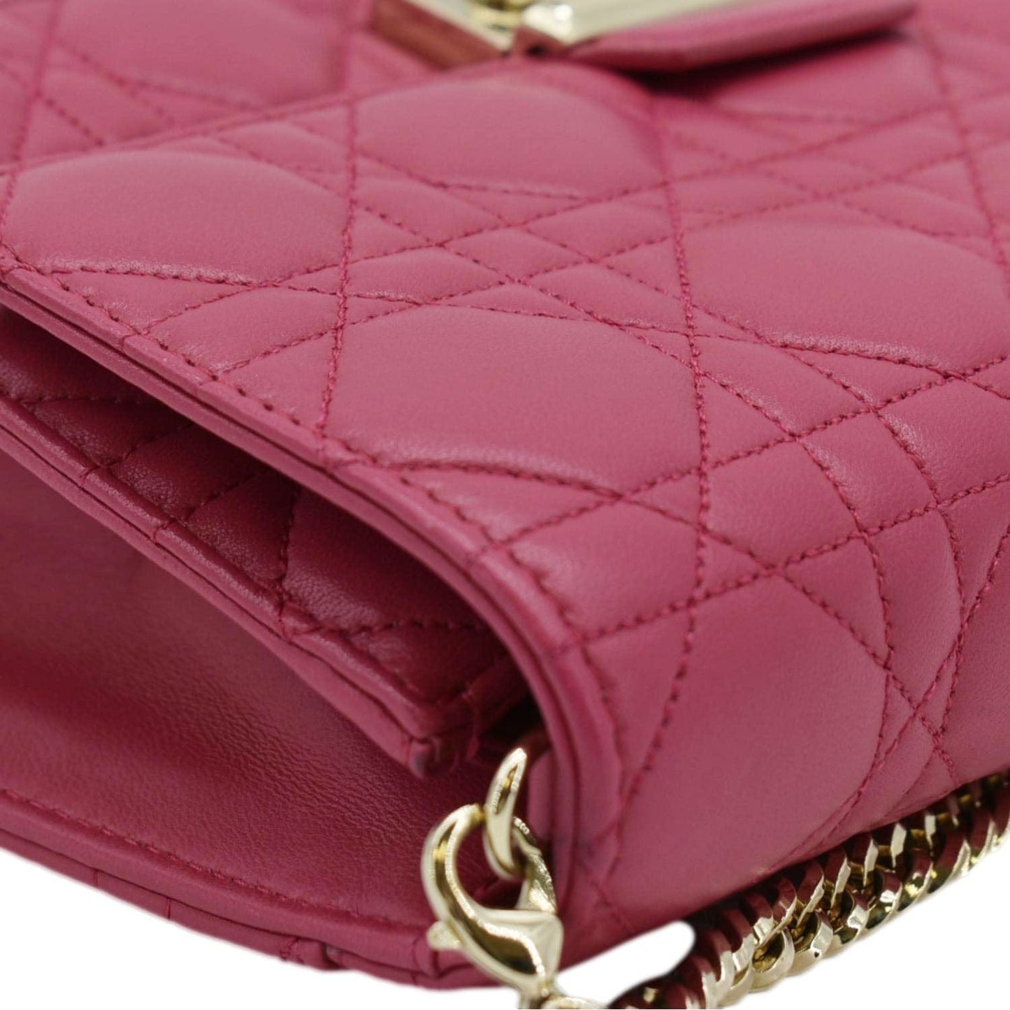 CHRISTIAN DIOR Miss Dior Promenade Cannage Quilted Leather Crossbody Bag Fuchsia