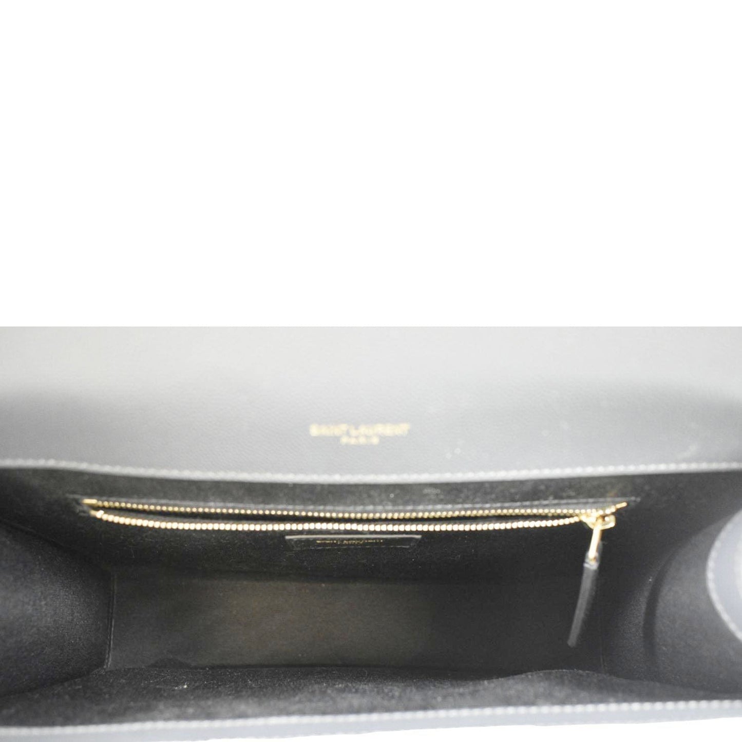 YVES SAINT LAURENT Large Envelope Chevron Leather Shoulder Bag Dark Grey