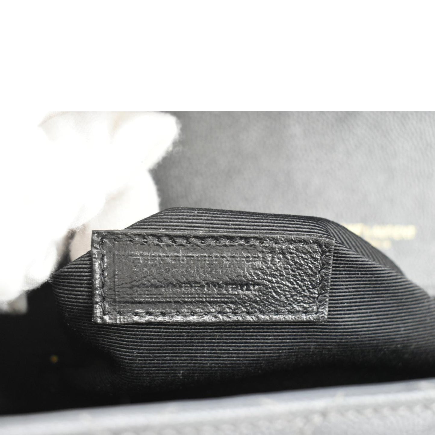 YVES SAINT LAURENT Large Envelope Chevron Leather Shoulder Bag Dark Grey