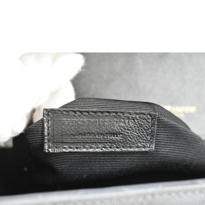 YVES SAINT LAURENT Large Envelope Chevron Leather Shoulder Bag Dark Grey