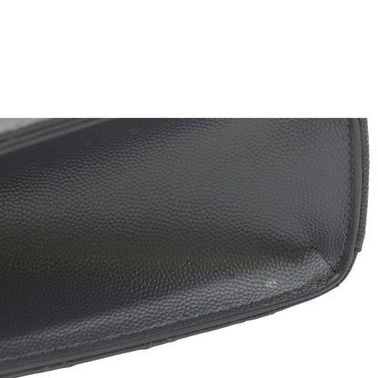 YVES SAINT LAURENT Large Envelope Chevron Leather Shoulder Bag Dark Grey