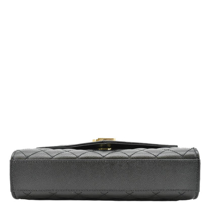 YVES SAINT LAURENT Envelope Leather Chain Crossbody Bag Small Black