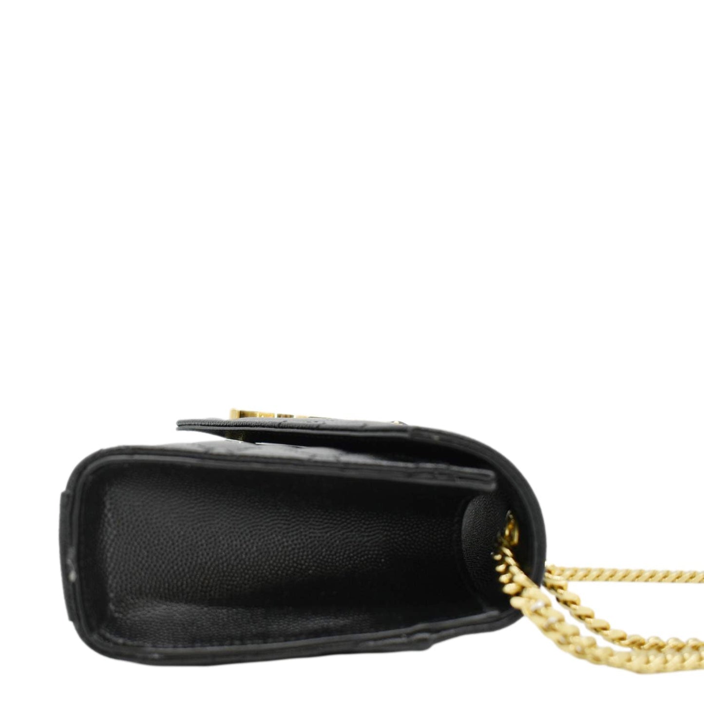 YVES SAINT LAURENT Envelope Leather Chain Crossbody Bag Small Black
