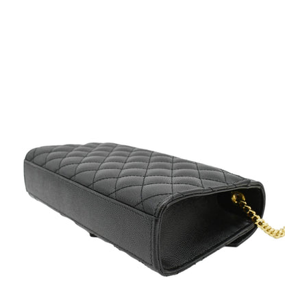YVES SAINT LAURENT Envelope Leather Chain Crossbody Bag Small Black