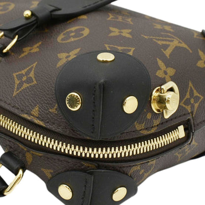 LOUIS VUITTON Petite Malle Souple Monogram Canvas Shoulder Bag Black