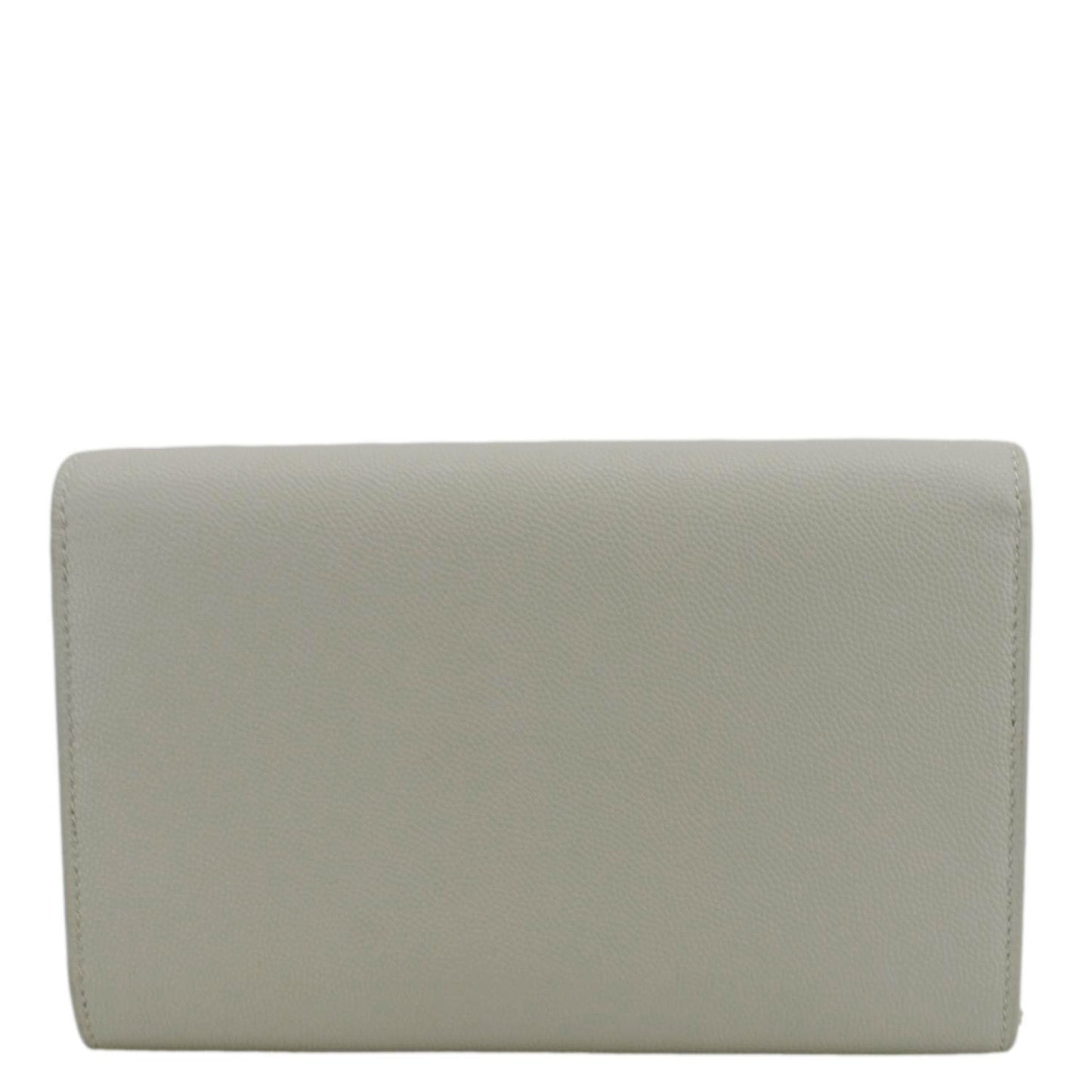 YVES SAINT LAURENT Uptown Grain De Poudre Embossed Leather Chain Wallet White