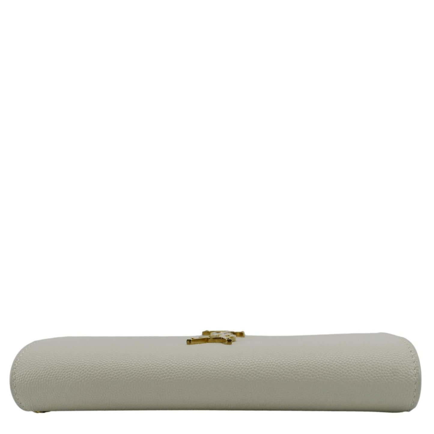 YVES SAINT LAURENT Uptown Grain De Poudre Embossed Leather Chain Wallet White