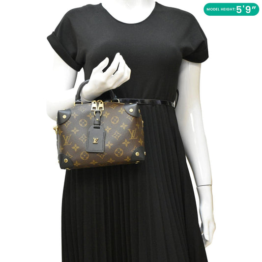 LOUIS VUITTON Petite Malle Souple Monogram Canvas Shoulder Bag Black