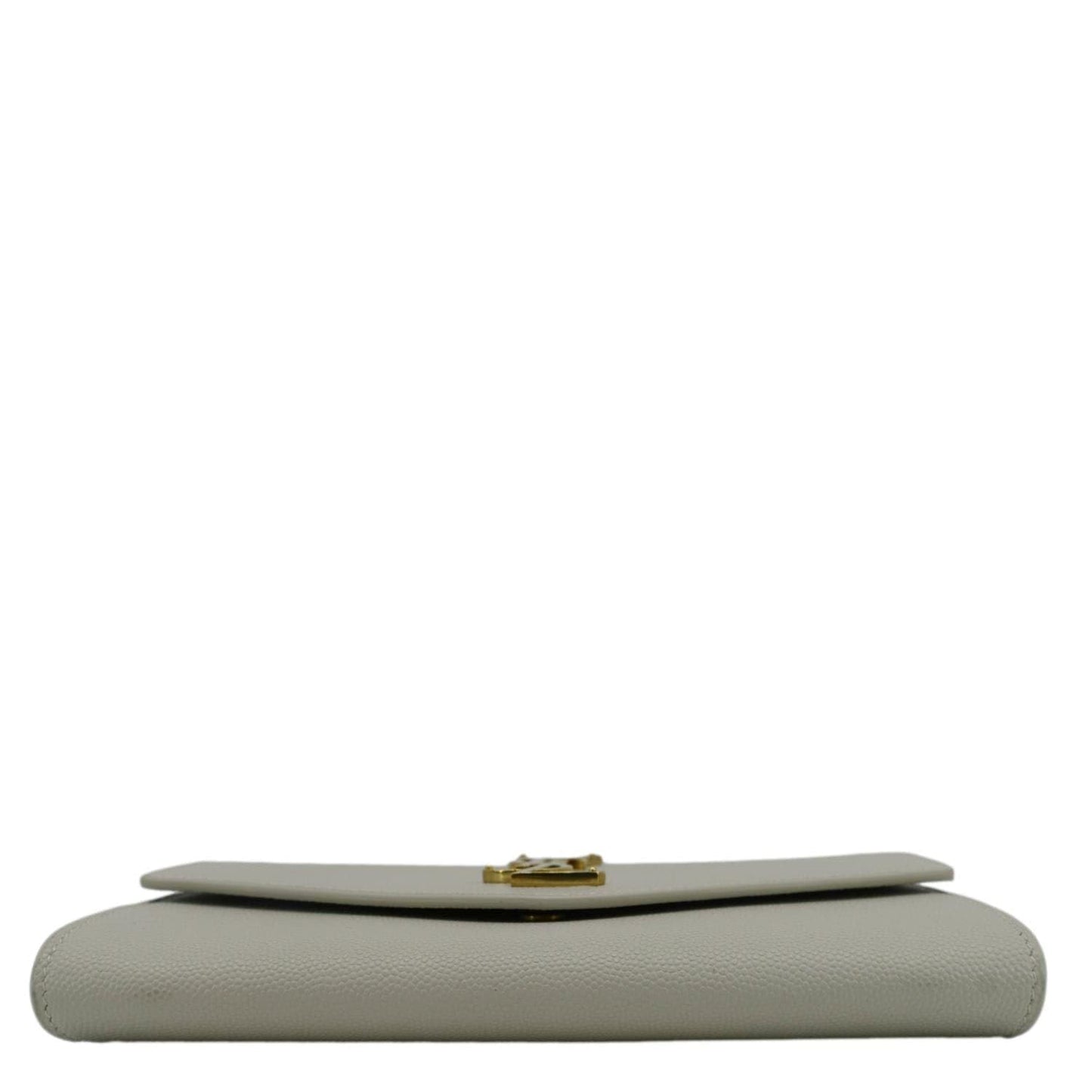 YVES SAINT LAURENT Uptown Grain De Poudre Embossed Leather Chain Wallet White