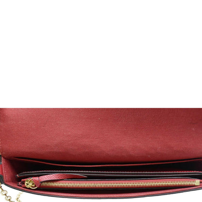 LOUIS VUITTON Felicie Monogram Empreinte Leather Pochette Crossbody Bag Red