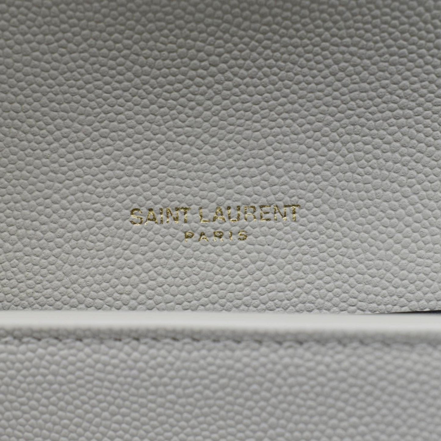 YVES SAINT LAURENT Uptown Grain De Poudre Embossed Leather Chain Wallet White