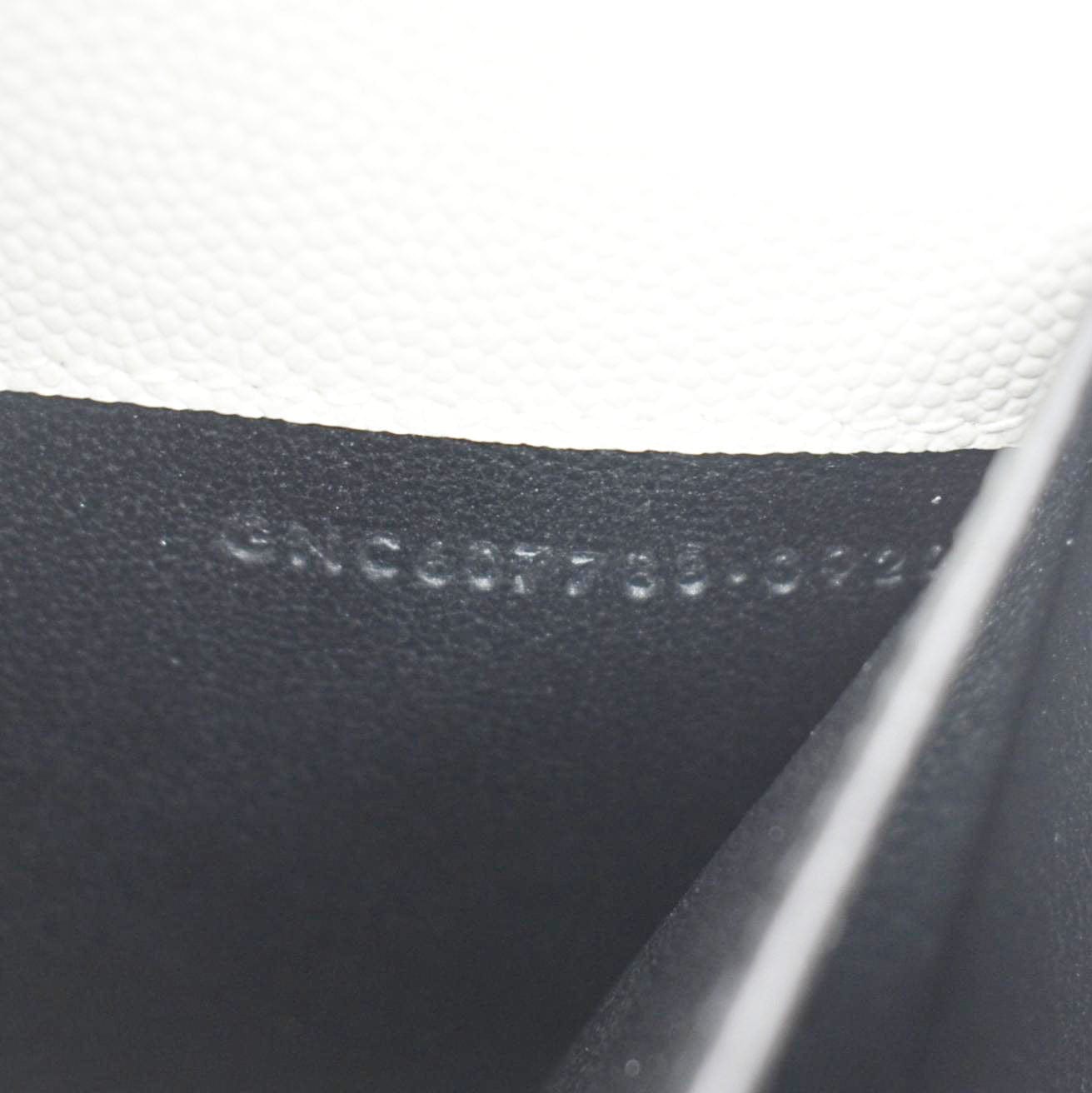 YVES SAINT LAURENT Uptown Grain De Poudre Embossed Leather Chain Wallet White