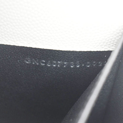 YVES SAINT LAURENT Uptown Grain De Poudre Embossed Leather Chain Wallet White