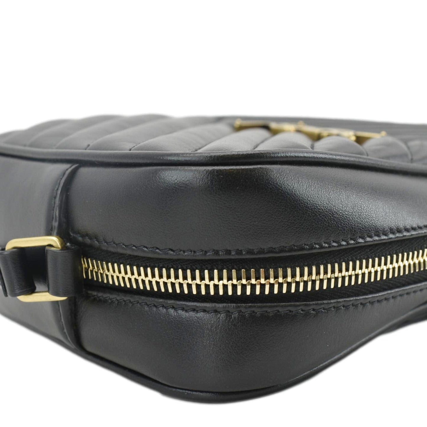 YVES SAINT LAURENT Lou Camera Chevron Leather Crossbody Bag Black