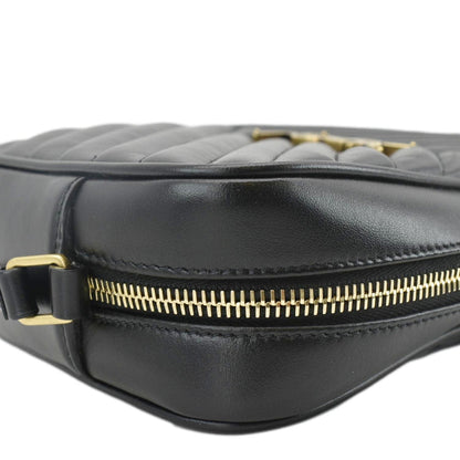 YVES SAINT LAURENT Lou Camera Chevron Leather Crossbody Bag Black