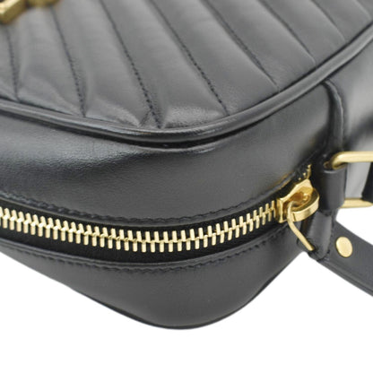 YVES SAINT LAURENT Lou Camera Chevron Leather Crossbody Bag Black