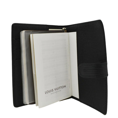 LOUIS VUITTON Ring Agenda Small Epi Leather Organizer Cover Black