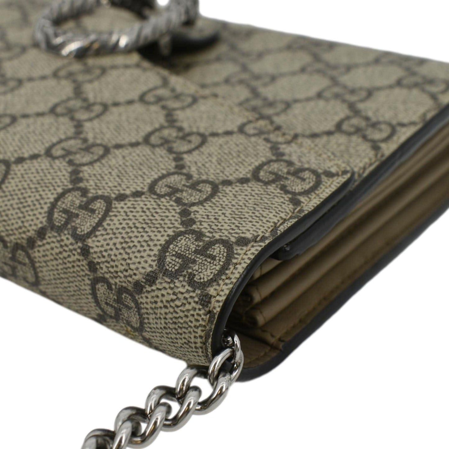GUCCI Dionysus GG Supreme Crossbody Chain Wallet Beige 401231