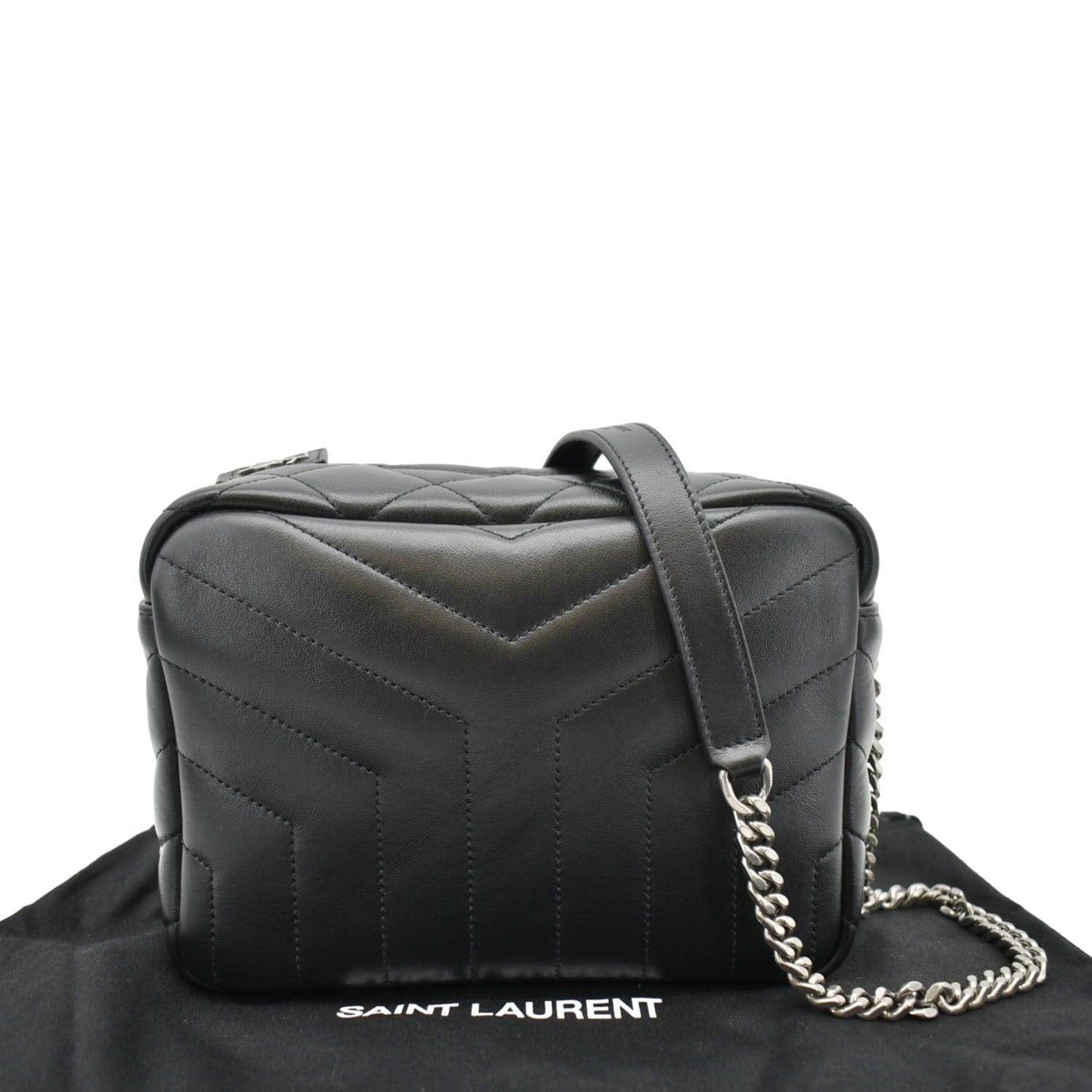 YVES SAINT LAURENT LouLou Bowling Small Quilted Monogram Crossbody Bag Black