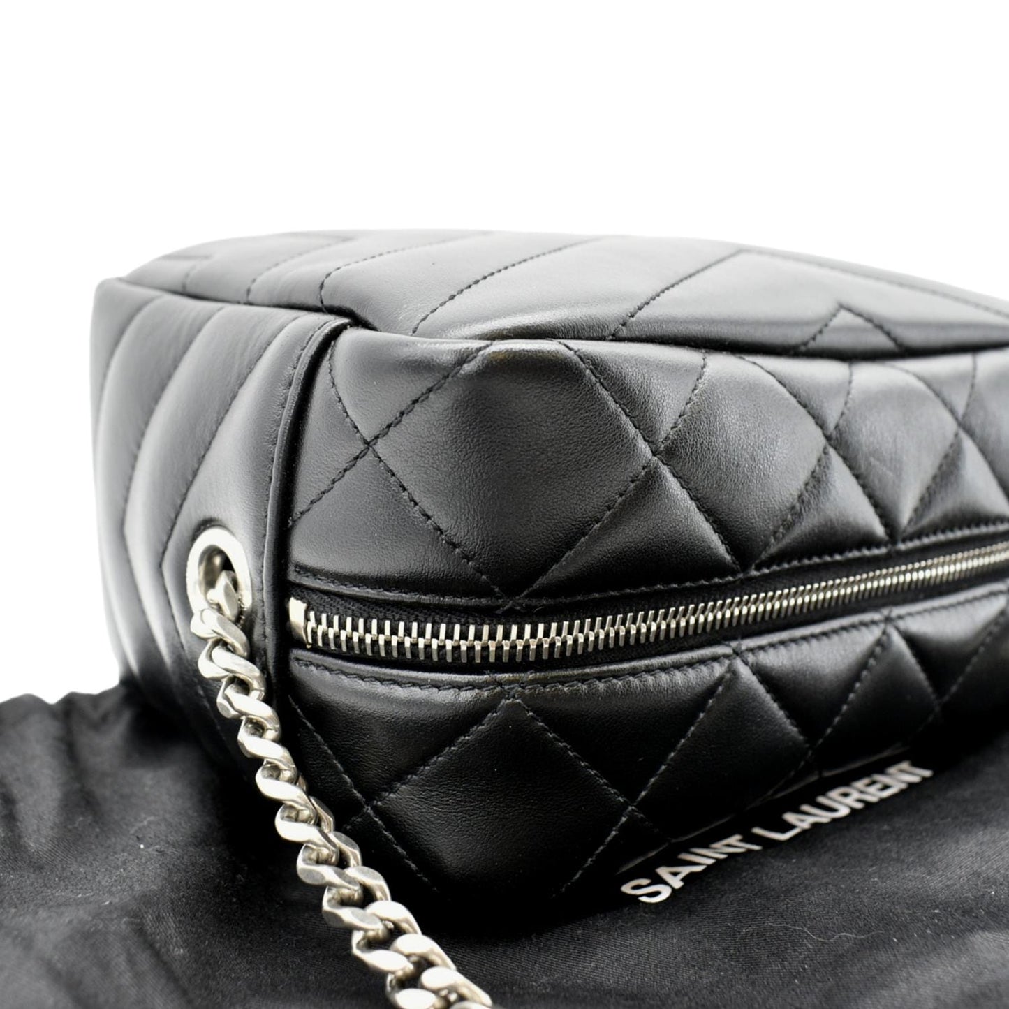 YVES SAINT LAURENT LouLou Bowling Small Quilted Monogram Crossbody Bag Black