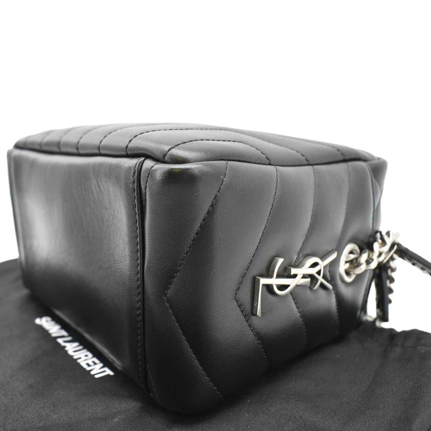 YVES SAINT LAURENT LouLou Bowling Small Quilted Monogram Crossbody Bag Black