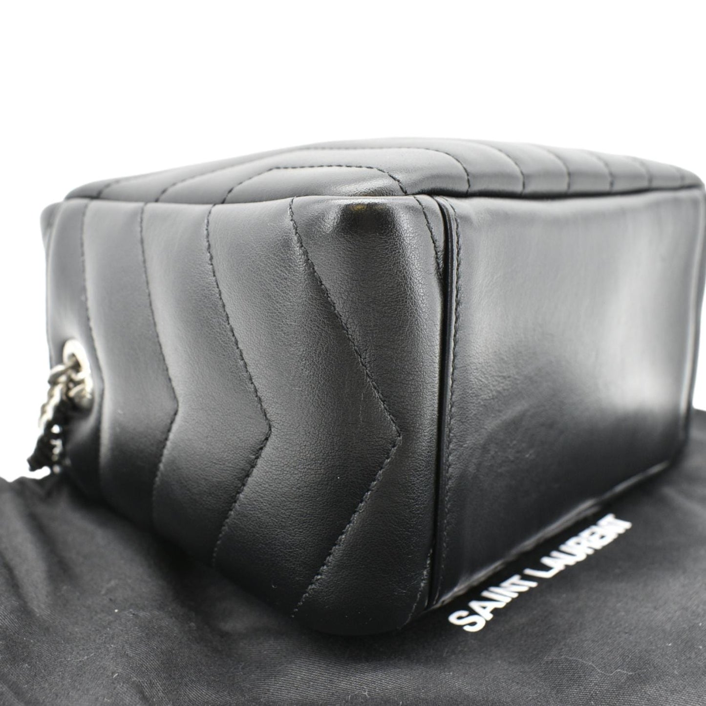 YVES SAINT LAURENT LouLou Bowling Small Quilted Monogram Crossbody Bag Black