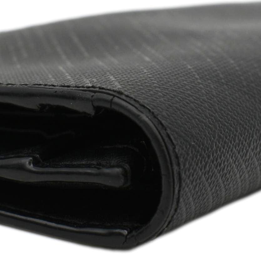 BURBERRY London Check Leather Zip Wallet Black