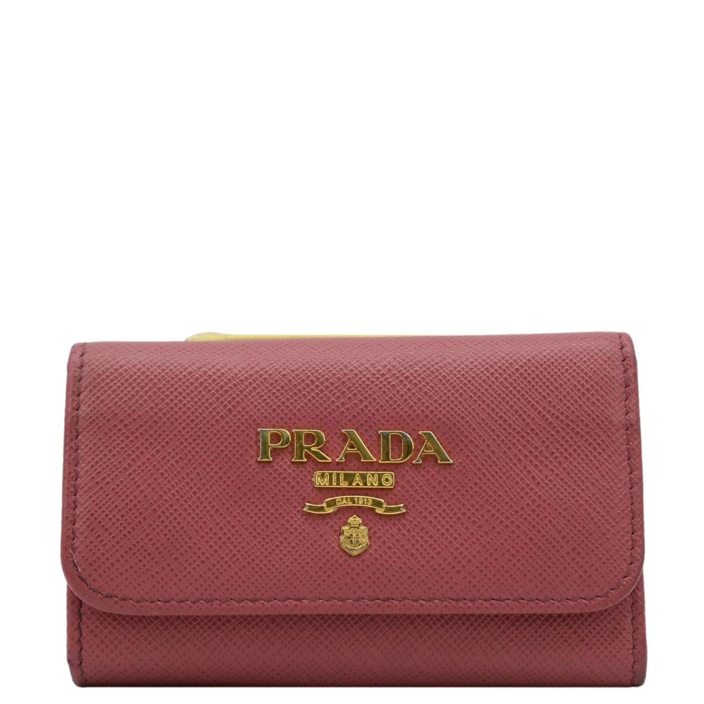 PRADA Small Saffiano Leather Key Holder Pink