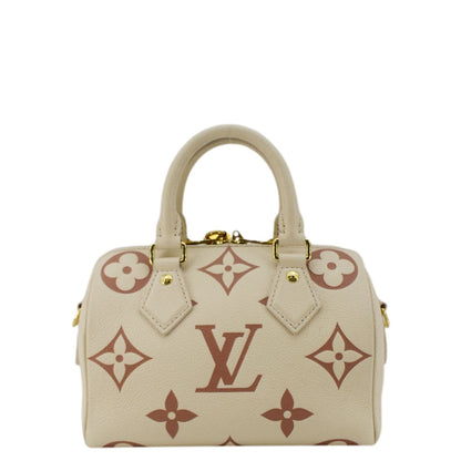 LOUIS VUITTON Speedy 20 Bandouliere Giant Monogram Empreinte Leather Shoulder Bag Cream