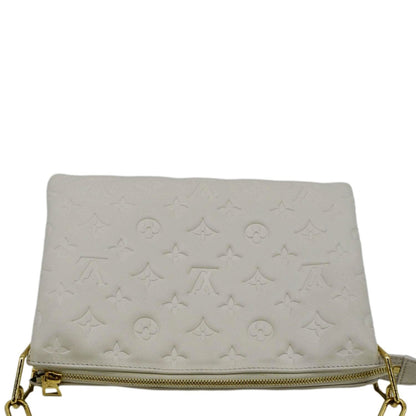 LOUIS VUITTON Coussin PM Monogram Embossed Leather Shoulder Bag White