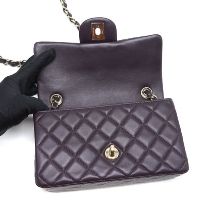 Chanel Mini rectangular Flap Bag lambskin 16B Dark Purple L