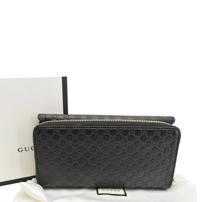 GUCCI Microguccissima Leather Zip Wallet Black 449364