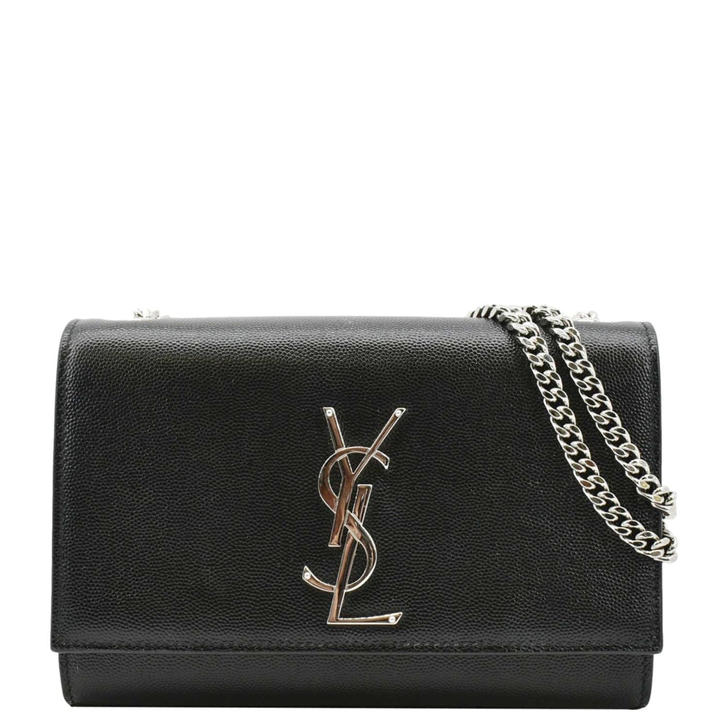 YVES SAINT LAURENT Kate Leather Chain Clutch Crossbody Bag Black