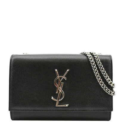 YVES SAINT LAURENT Kate Leather Chain Clutch Crossbody Bag Black
