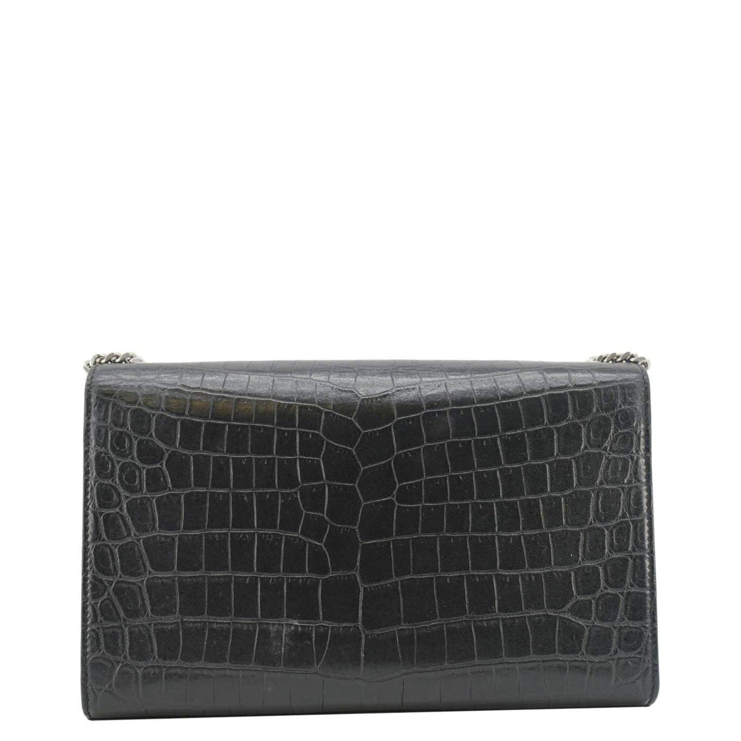 YVES SAINT LAURENT Kate Tassel Medium Crocodile Embossed Leather Crossbody Bag Black