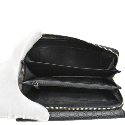 GUCCI Microguccissima Leather Zip Wallet Black 449364