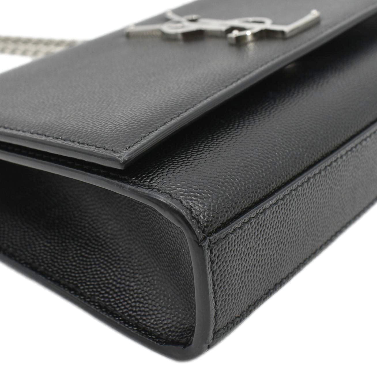 YVES SAINT LAURENT Kate Leather Chain Clutch Crossbody Bag Black