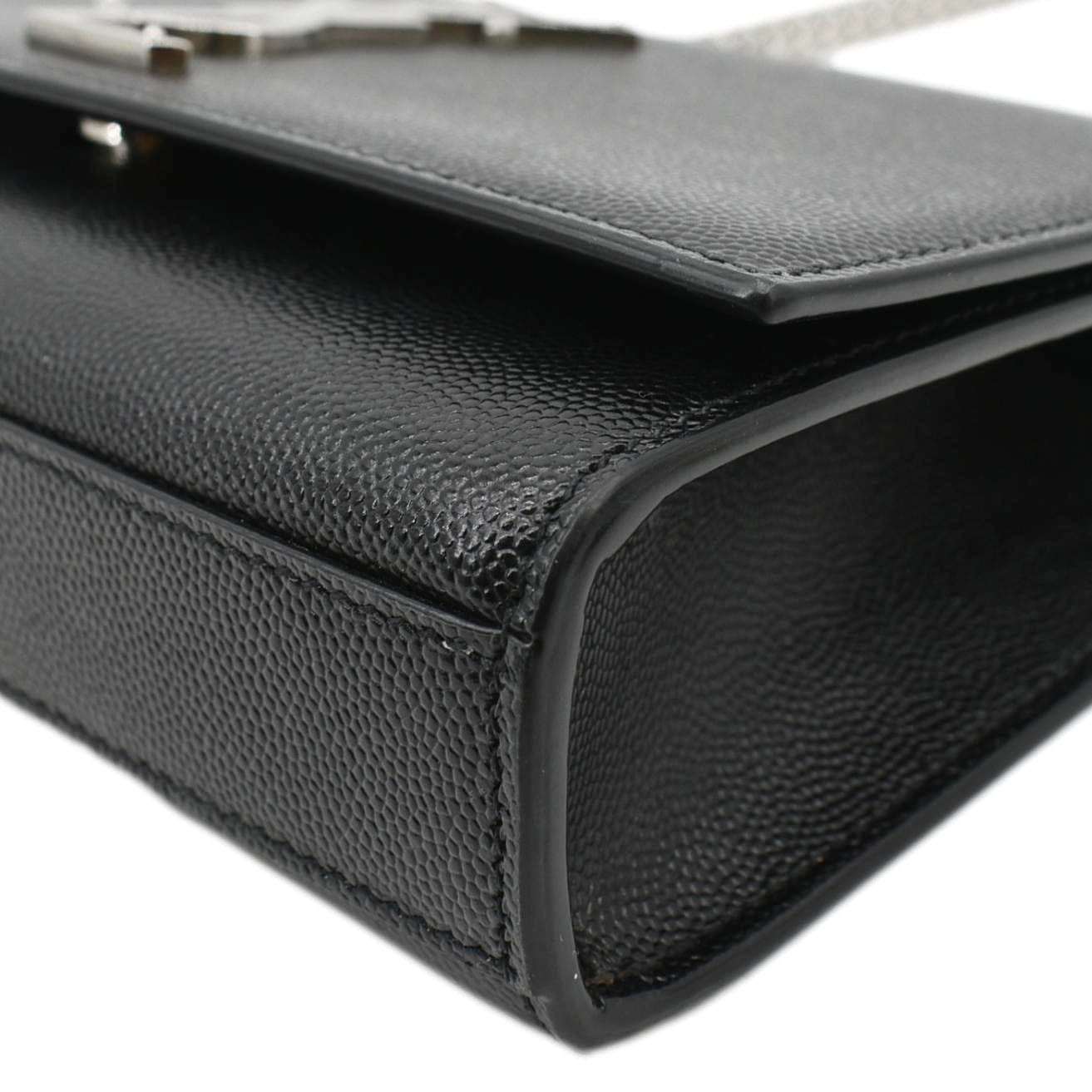 YVES SAINT LAURENT Kate Leather Chain Clutch Crossbody Bag Black