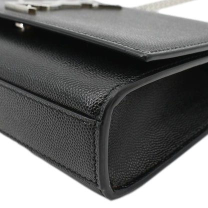 YVES SAINT LAURENT Kate Leather Chain Clutch Crossbody Bag Black
