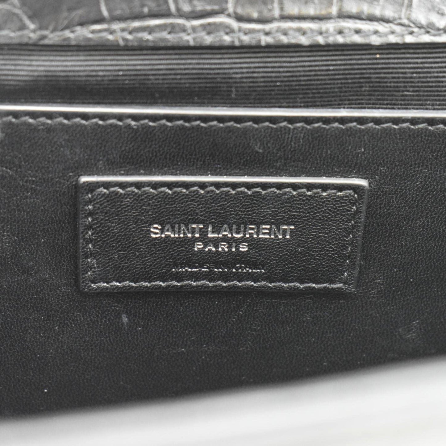 YVES SAINT LAURENT Kate Tassel Medium Crocodile Embossed Leather Crossbody Bag Black