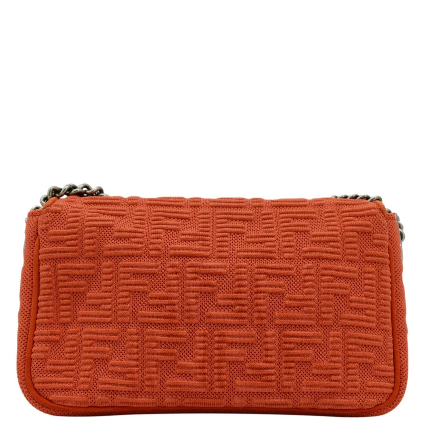 FENDI Baguette Technical Fabric FF Midi Chain Shoulder Bag Orange